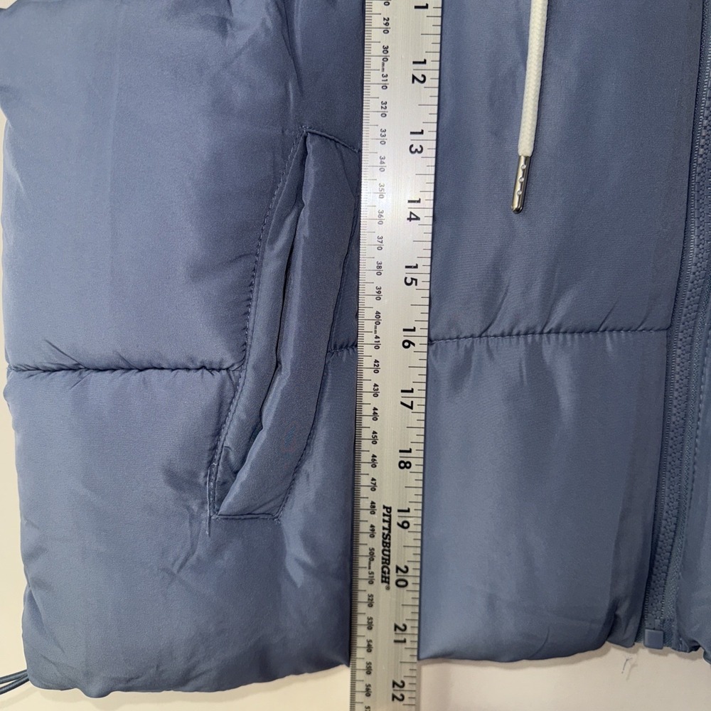 Madden Girl Womens Blue Sleeveless Hooded Full-Zip Puffer Vest Size Large‎ - Picture 8 of 8